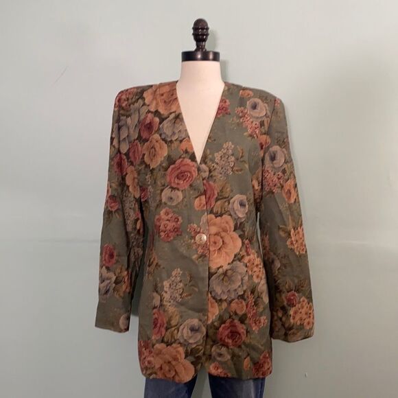 Vintage Casual Corner Floral One Button Blazer - Picture 1 of 4